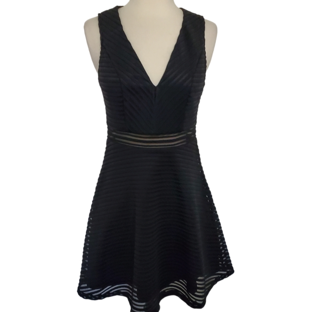 Lulus Dress Black Ribbed Sleeveless Flirty Fit and Flare Waist Detail Sz S - Picture 3 of 14